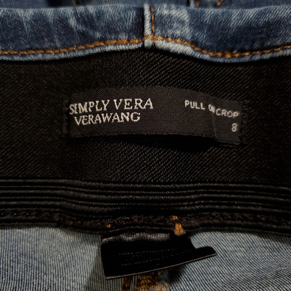 Simply Vera Vera Wang Womens Blue Pull On Crop Skinny Jeans Size 8 Medium Wash - Picture 3 of 10